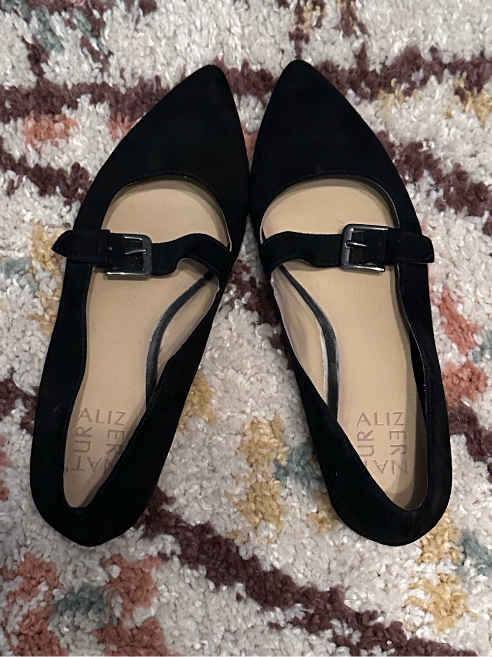 Naturalizer Black Pointed Mary Jane Flats - Picture 3 of 5
